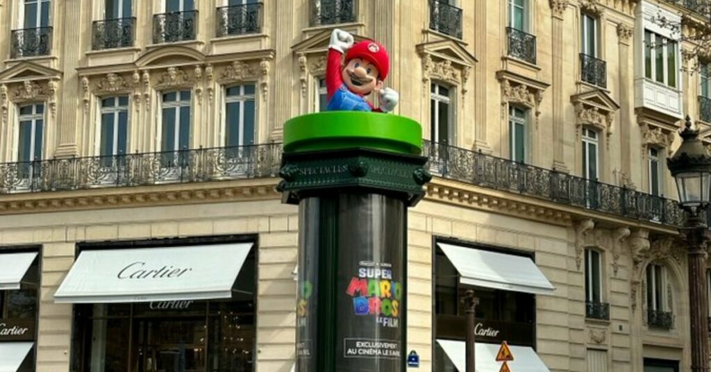 Super Mario Bros Movie’s Creative Street Marketing Takes Over Champs-Élysées Paris