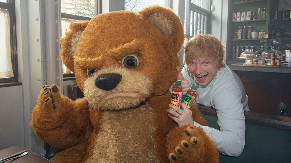 Ed Sheeran Introduces Grumpy Teddy Mascot for His Hot Sauce Brand Tingly Ted’s