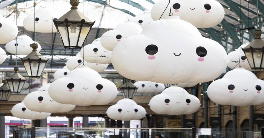 Little Cloud World: Floating Clouds in Covent Garden Market Building Spread Kindness and Positivity