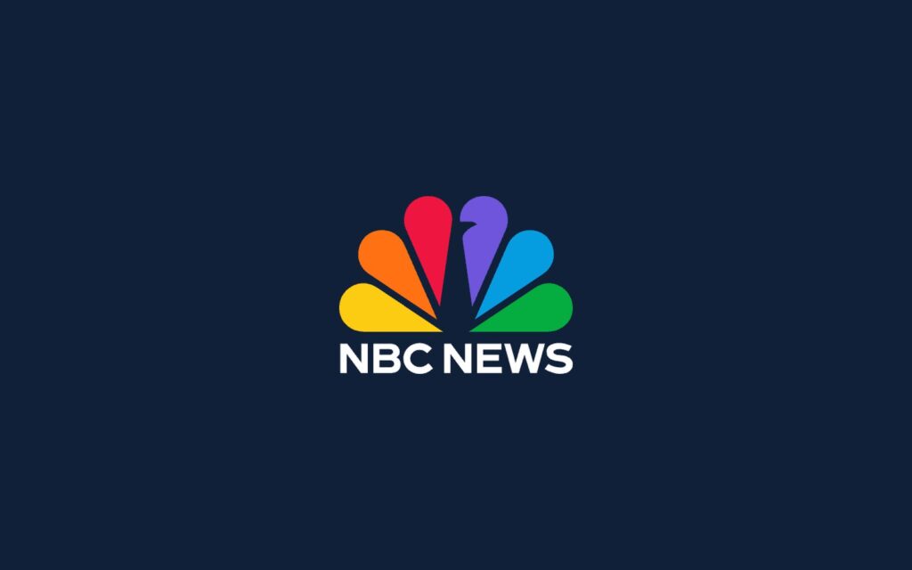 NBC News logo with the colourful peacock on a dark blue background